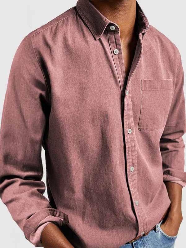 Black Friday Early Bird Sale 💥 Men's Basics Vintage Washed Pocket Long Sleeve Shirt