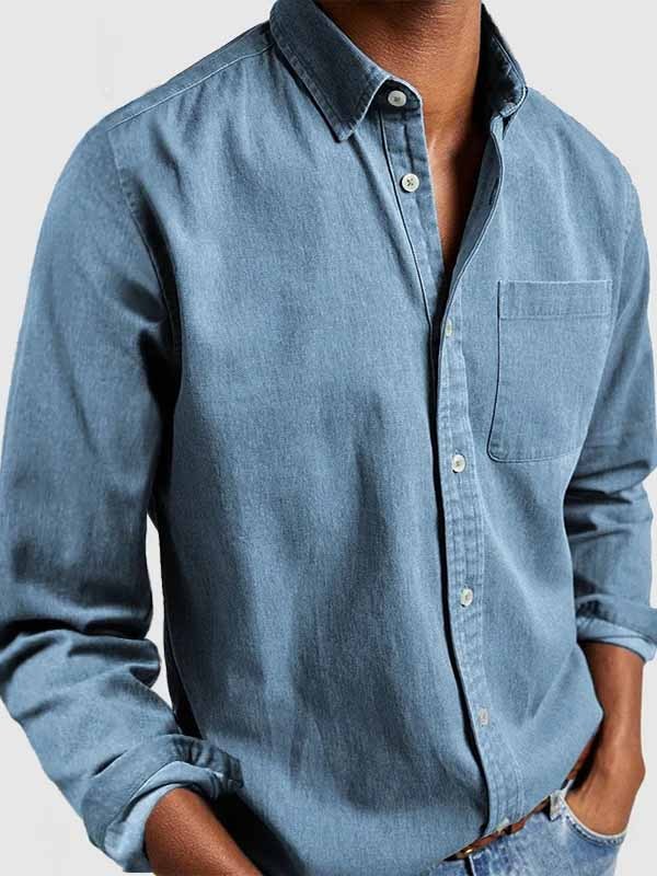 Black Friday Early Bird Sale 💥 Men's Basics Vintage Washed Pocket Long Sleeve Shirt