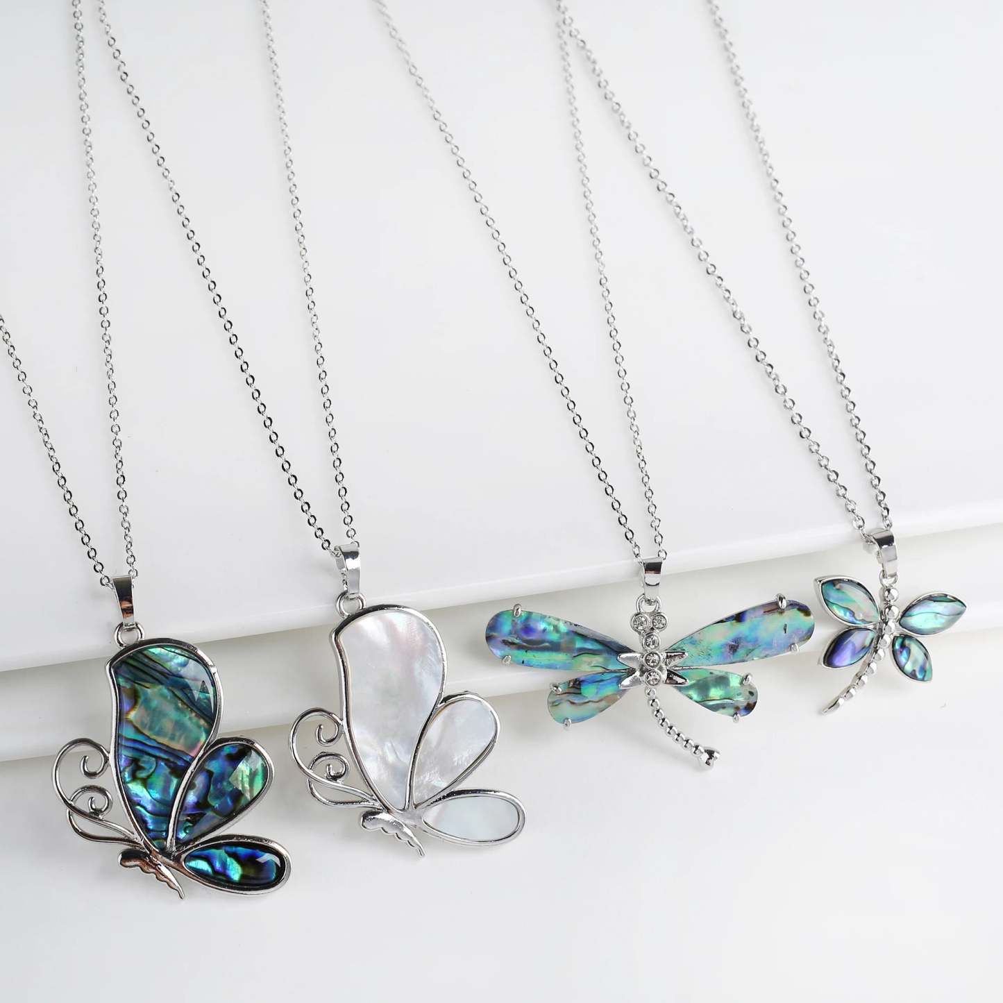 Natural Shell Butterfly Pendant Necklace