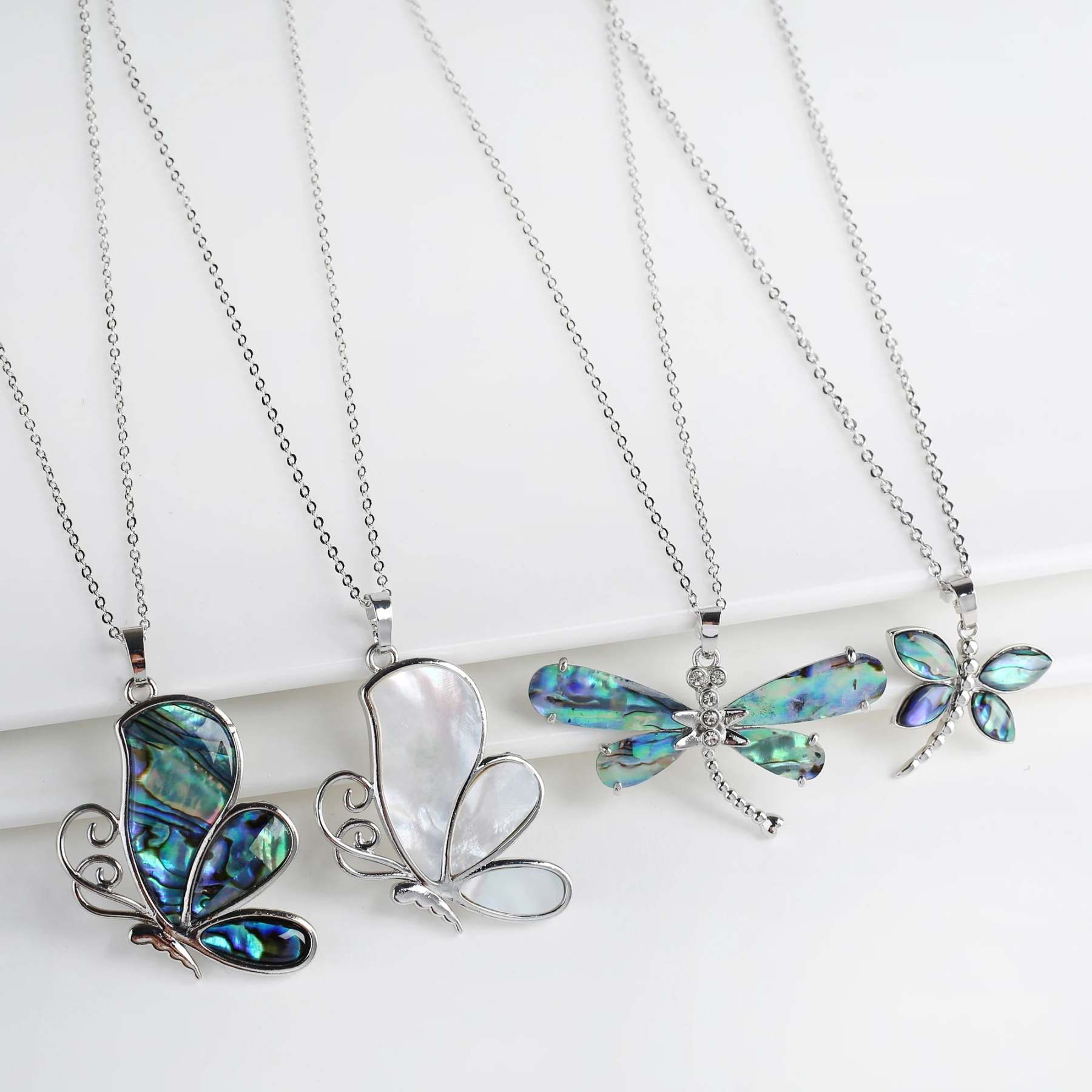Natural Shell Butterfly Pendant Necklace