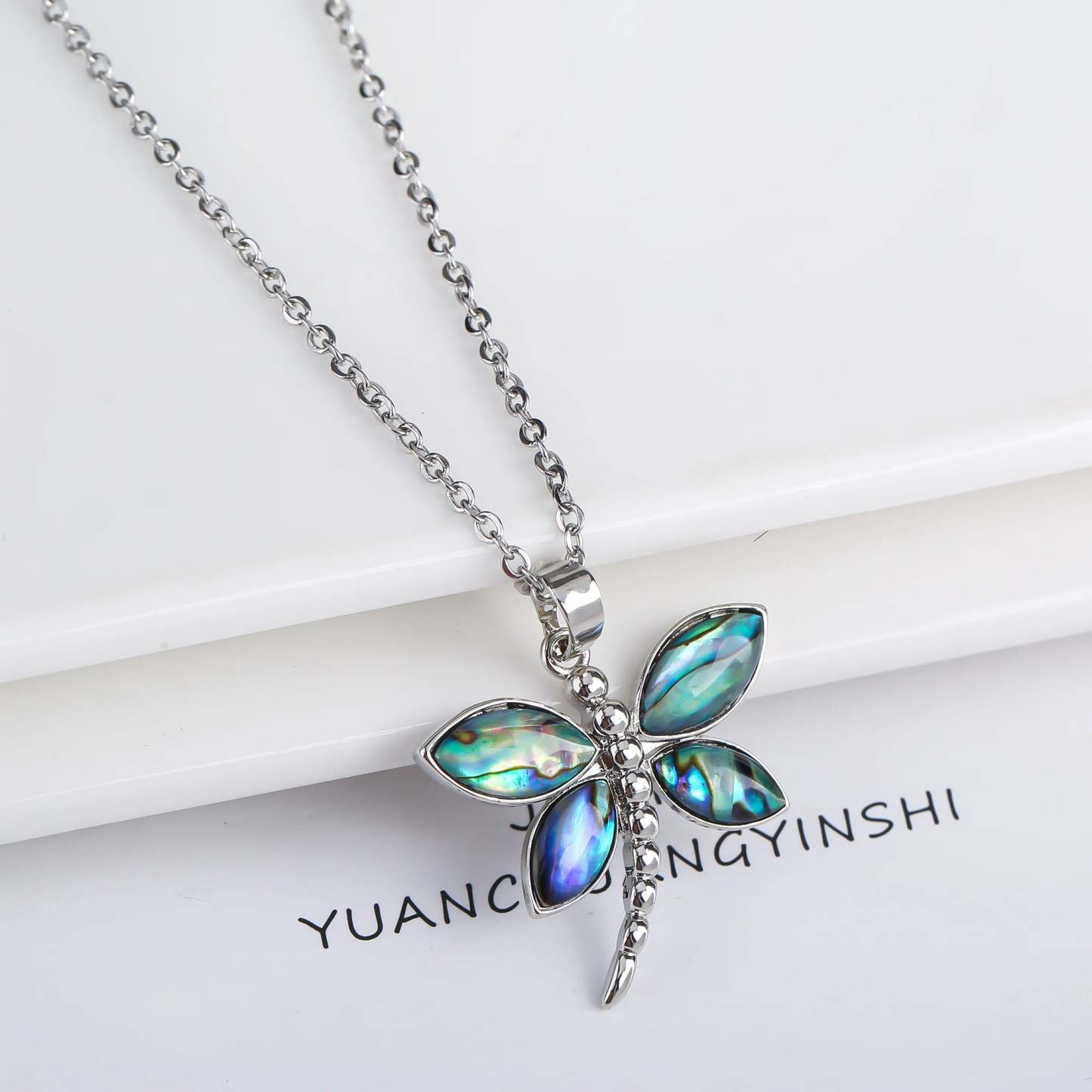 Natural Shell Butterfly Pendant Necklace