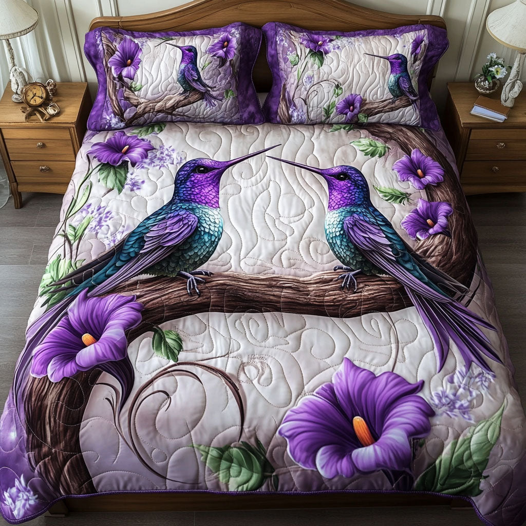Hummingbird 3-Piece Quilted Bedding Set NCU0VT156