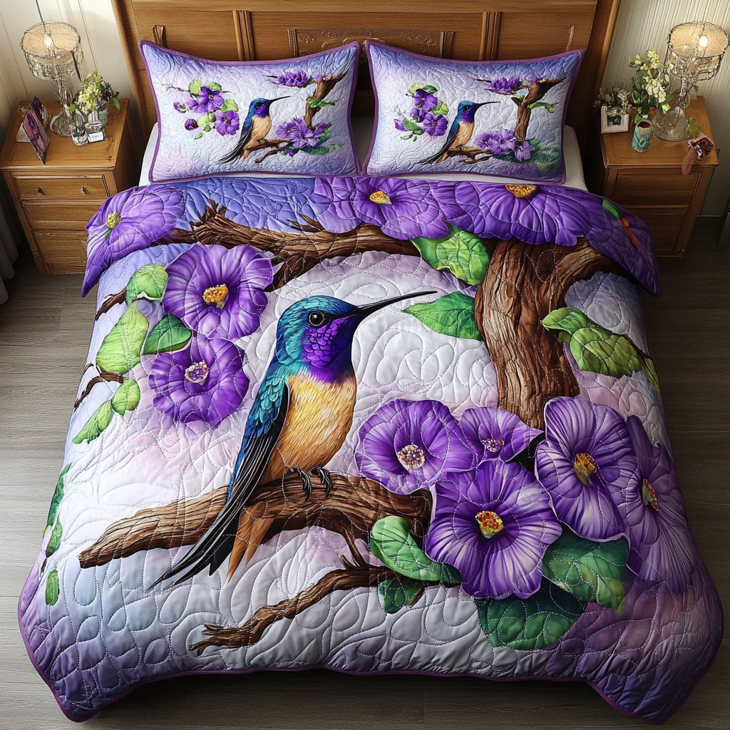 Hummingbird 3-Piece Quilted Bedding Set NCU0VT156