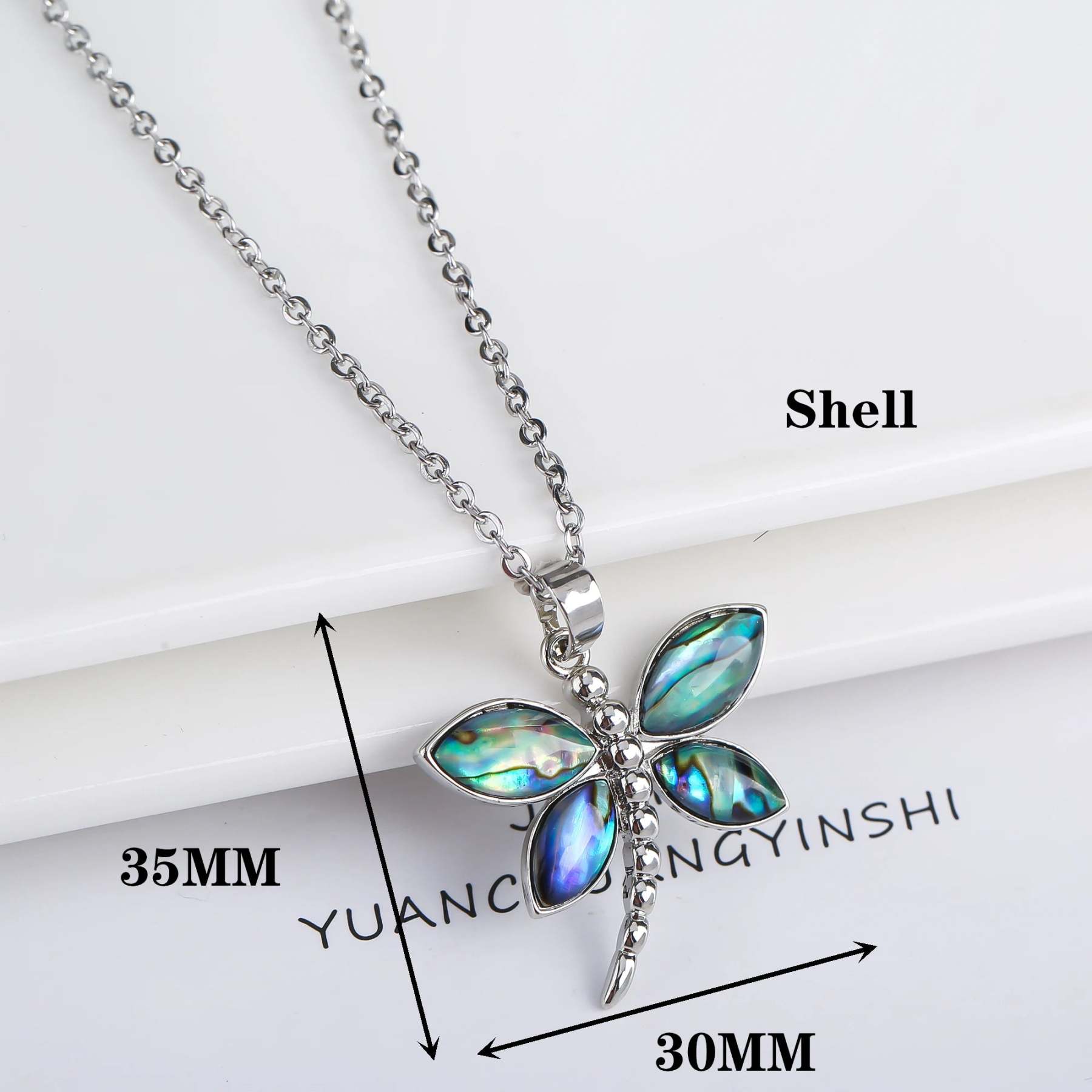 Natural Shell Butterfly Pendant Necklace