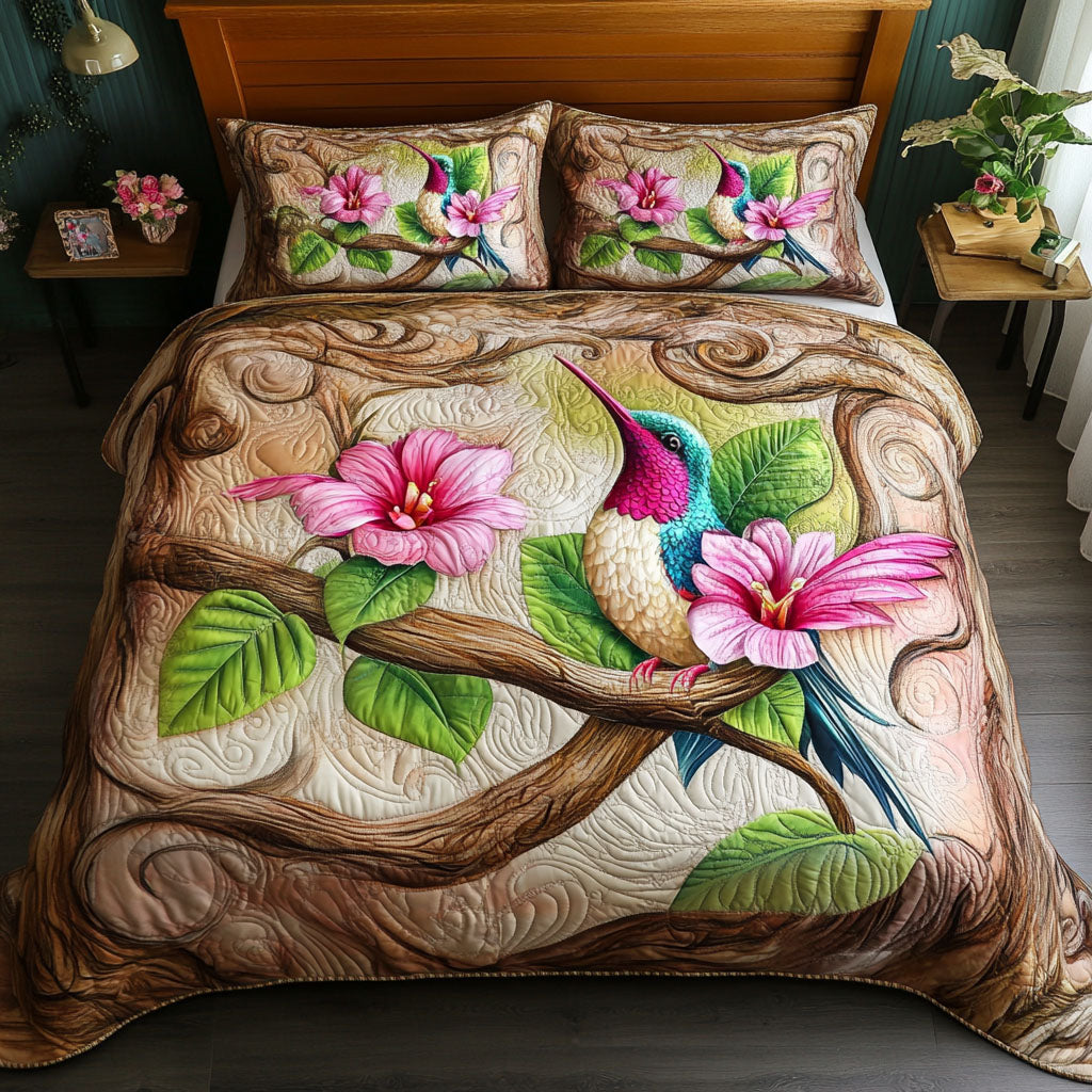Hummingbird 3-Piece Quilted Bedding Set NCU0VT156