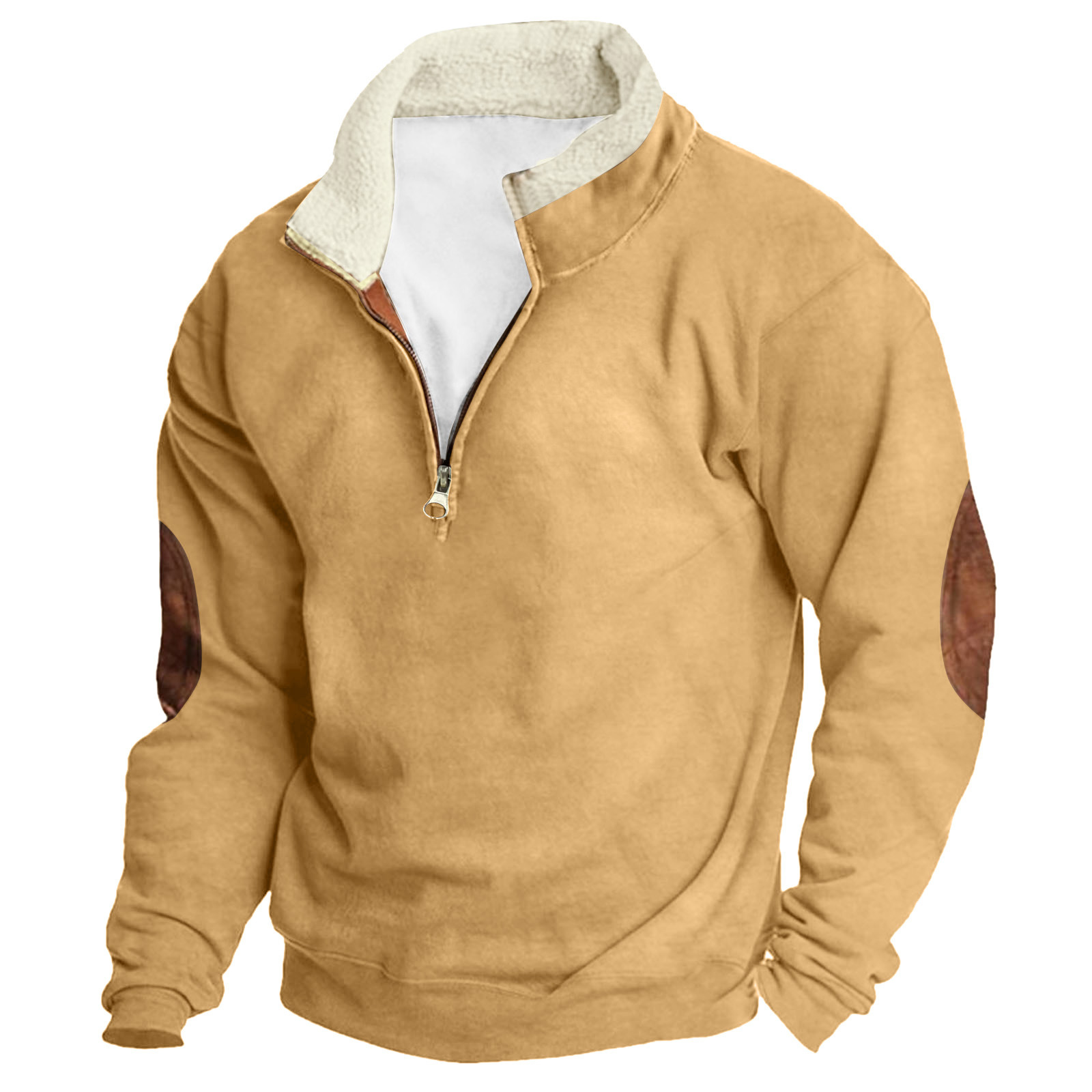 Men's Outdoor Vintage Stand Collar Long Sleeve Cashmere Sweatshirt
