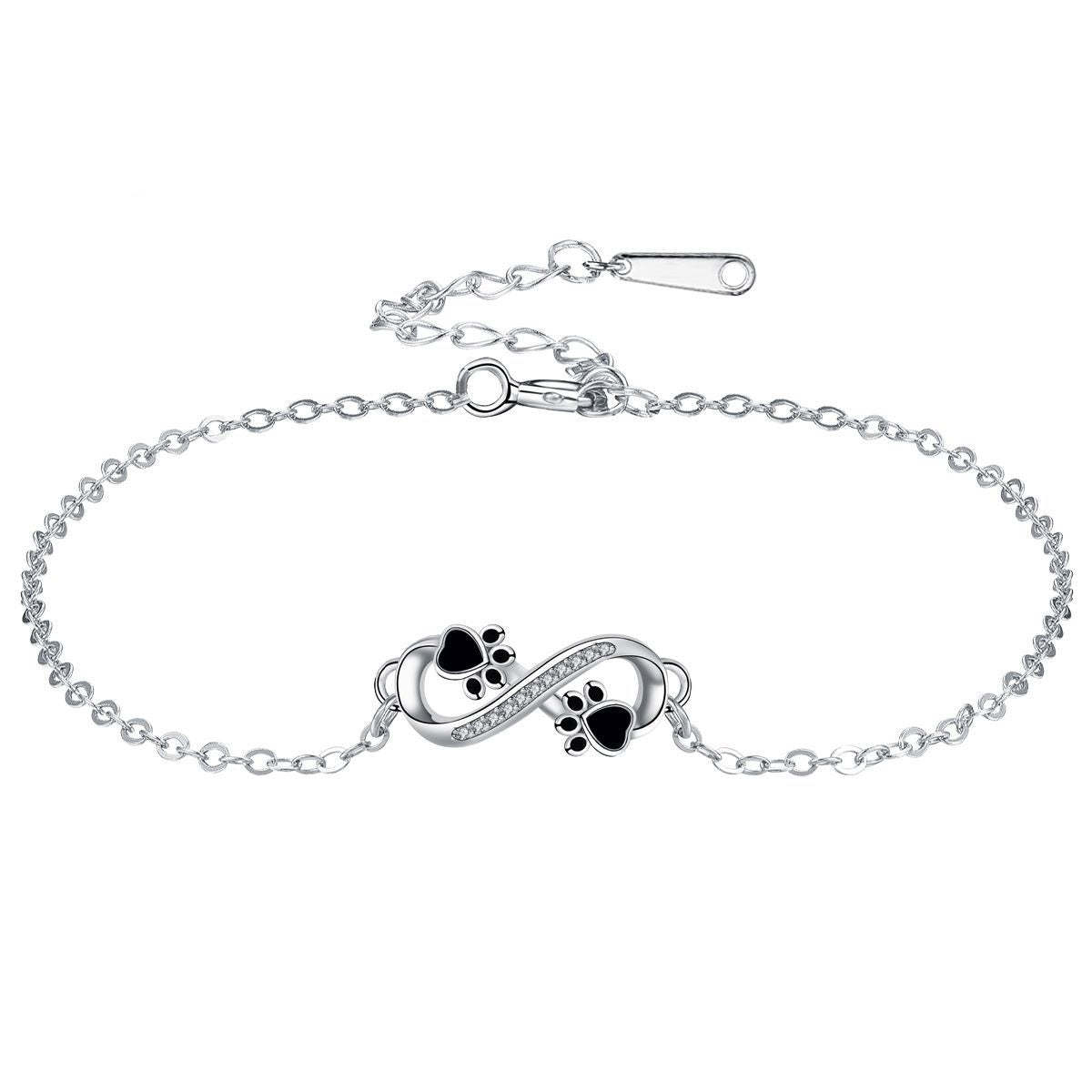 Infinite Symbol Pendant Pet Paw Bracelet with Zirconia