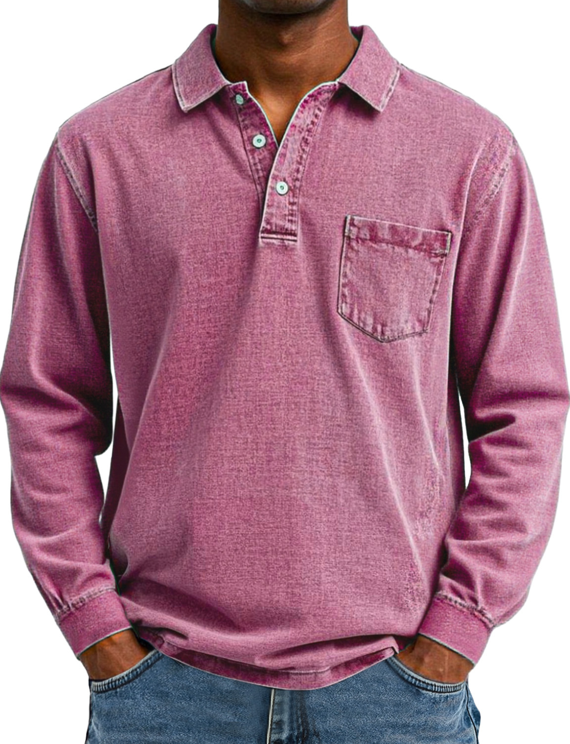 Black Friday Early Bird Special 💥 Men's Retro Solid Color Pocket Lapel Long Sleeve Polo Shirt