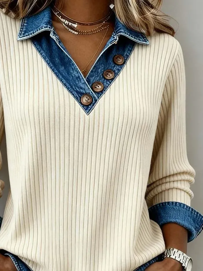Women's Casual Color-Blocked Sweatshirt