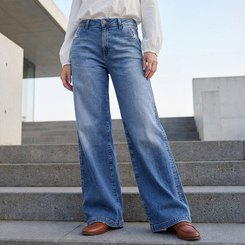 Women's Vintage High-Waist Wide-Leg Jeans👖