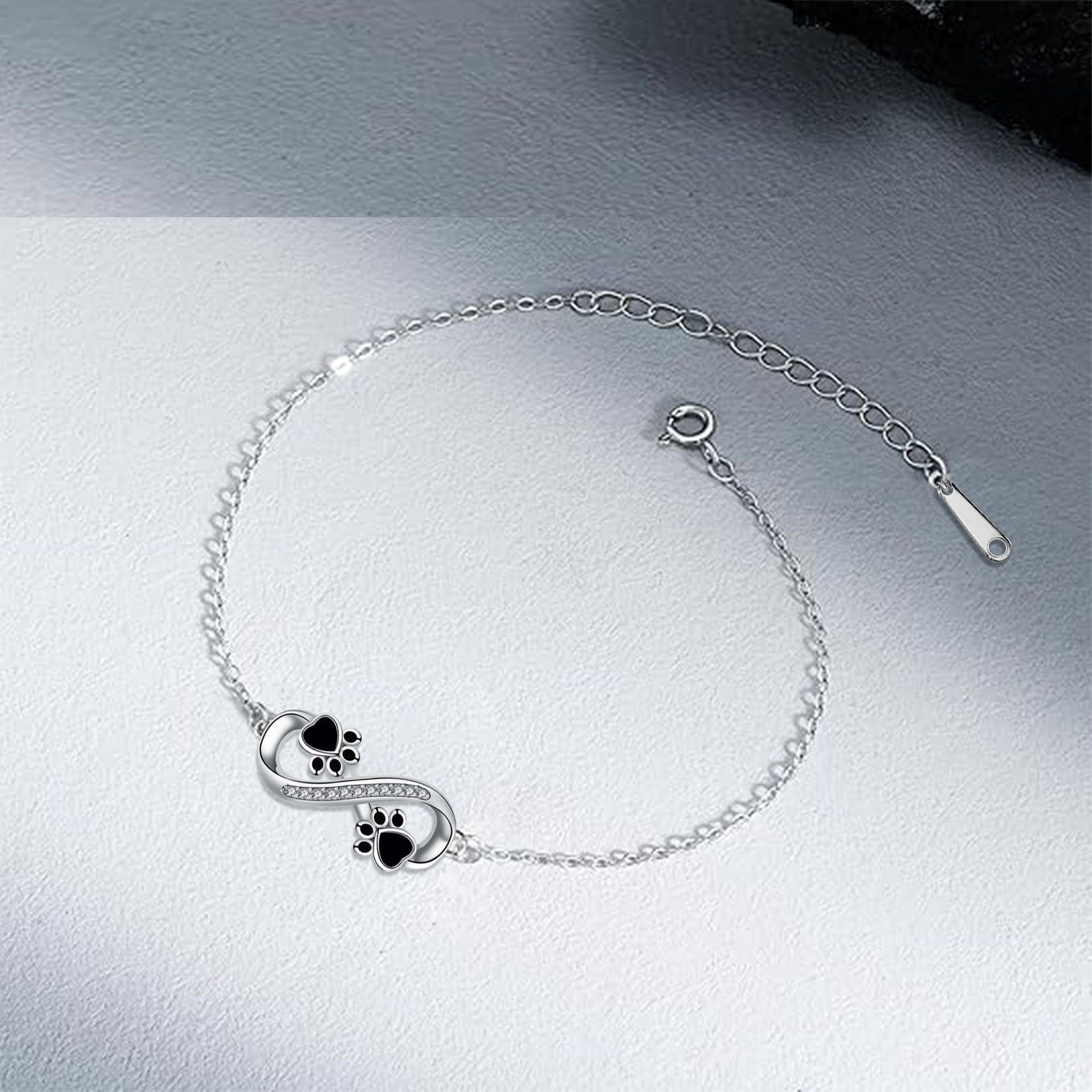 Infinite Symbol Pendant Pet Paw Bracelet with Zirconia