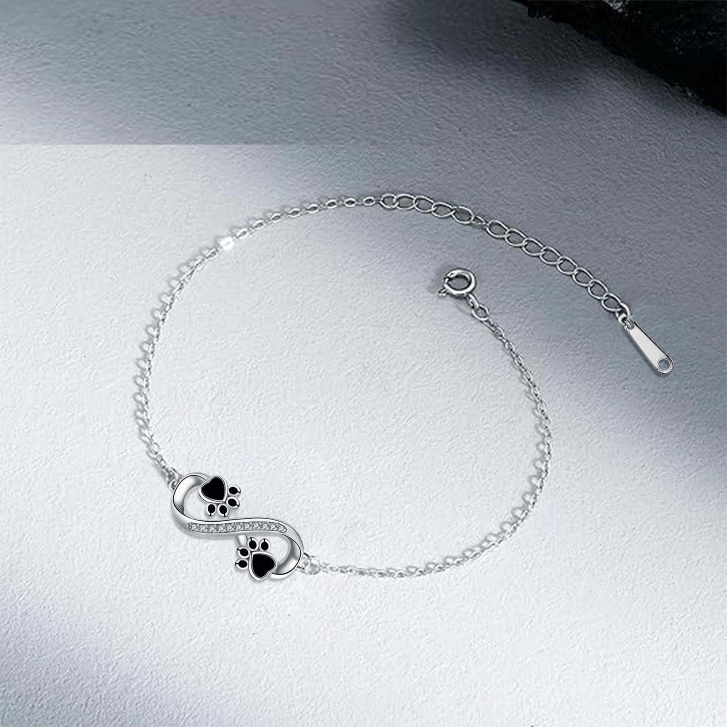 Infinite Symbol Pendant Pet Paw Bracelet with Zirconia