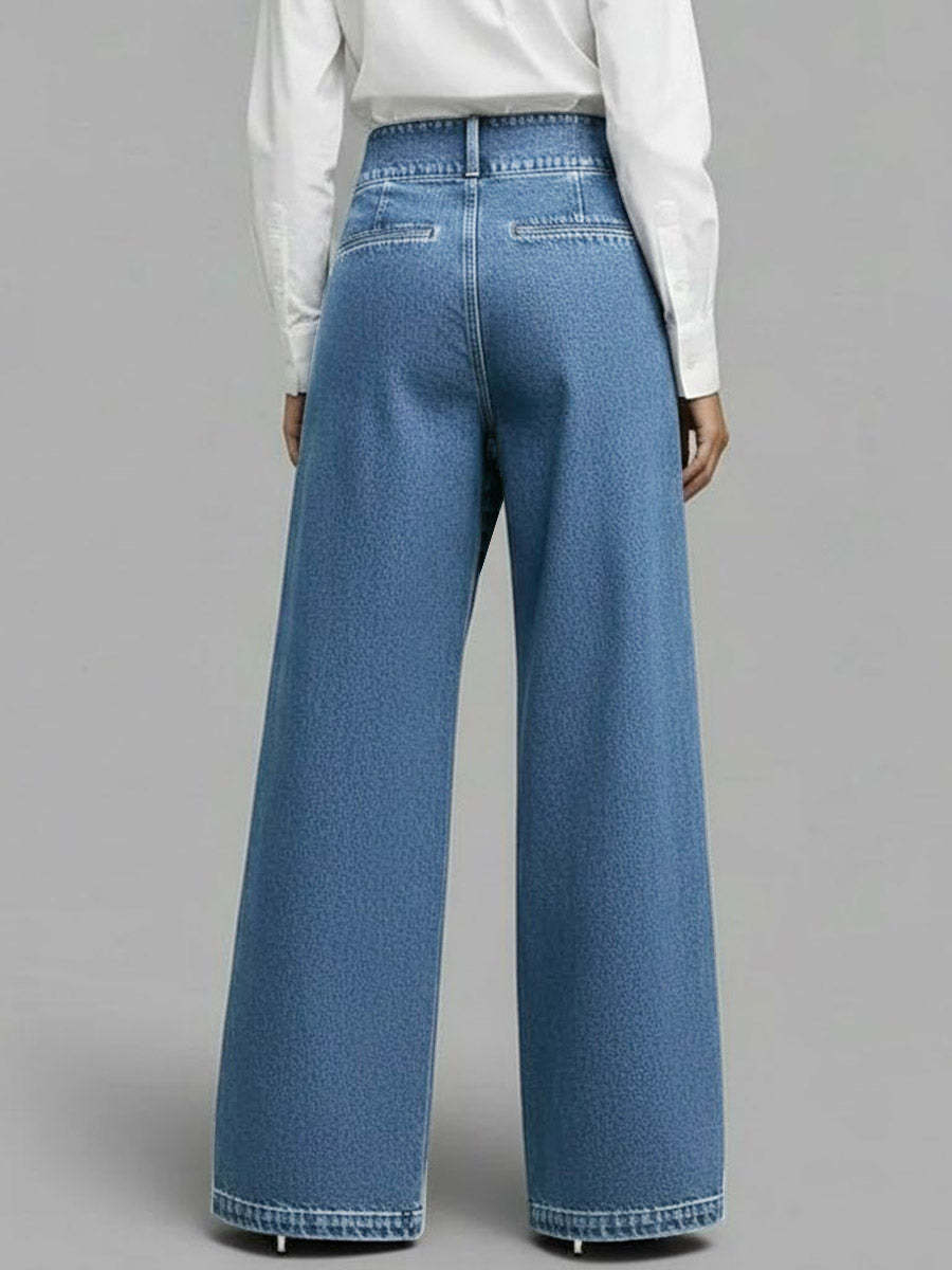 Women's High‑Waisted Relaxed Wide‑Leg Denim Jeans — Everyday Comfort