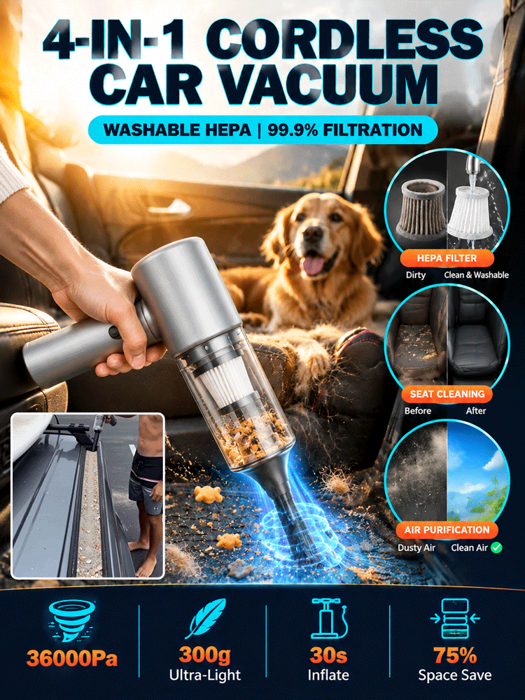🌪️⚡ 36,000 Pa storm-force suction erases all dirt instantly!