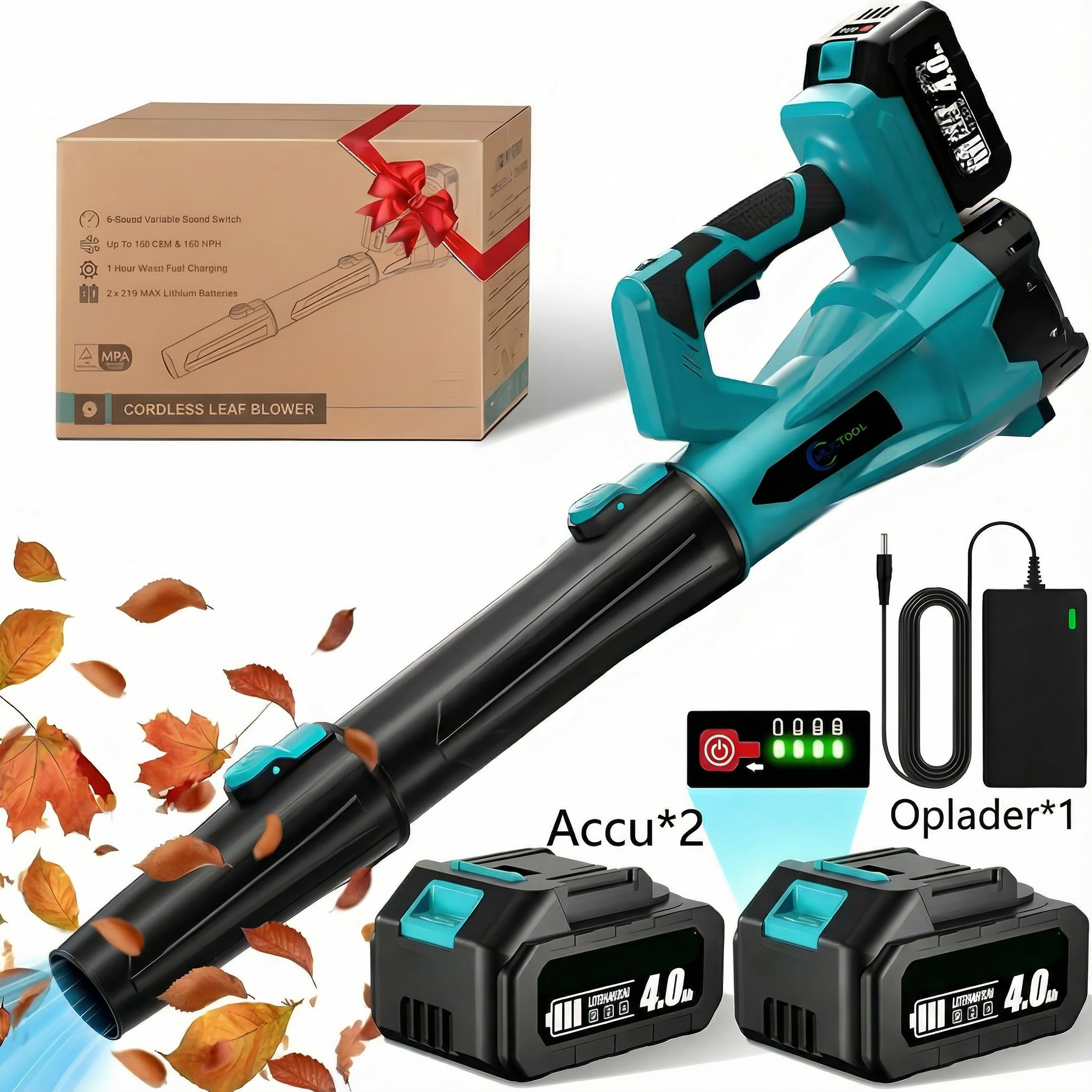 21V draadloze 6-snelheden bladblazer: Voor snel en effectief onderhoud van tuin & terras – met 2 accu