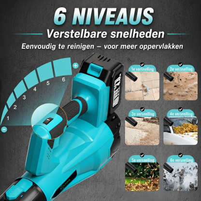 21V draadloze 6-snelheden bladblazer: Voor snel en effectief onderhoud van tuin & terras – met 2 accu