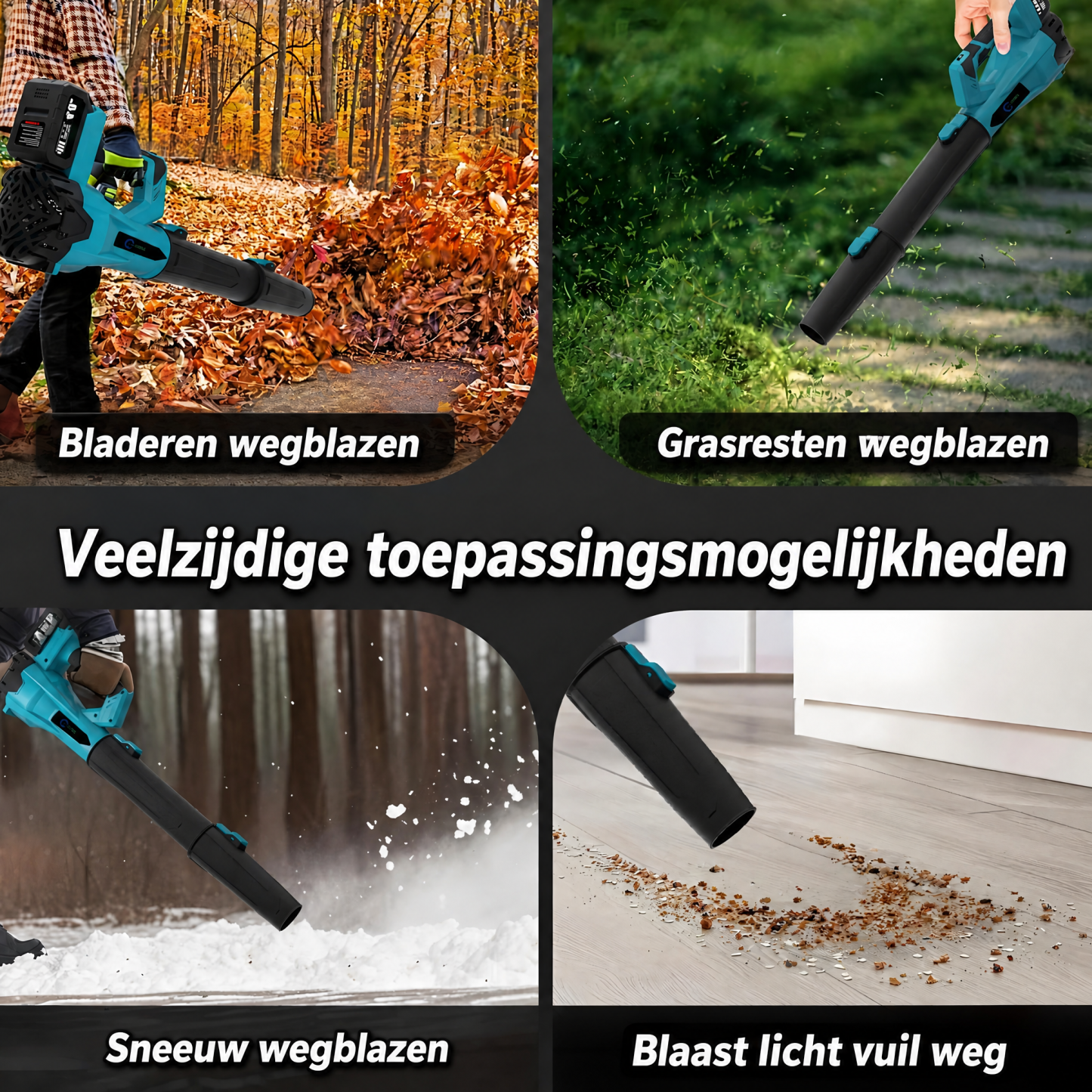 21V draadloze 6-snelheden bladblazer: Voor snel en effectief onderhoud van tuin & terras – met 2 accu