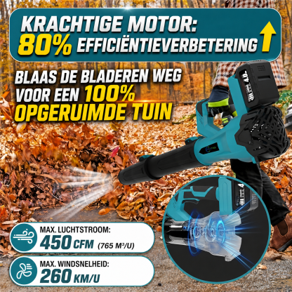 21V draadloze 6-snelheden bladblazer: Voor snel en effectief onderhoud van tuin & terras – met 2 accu