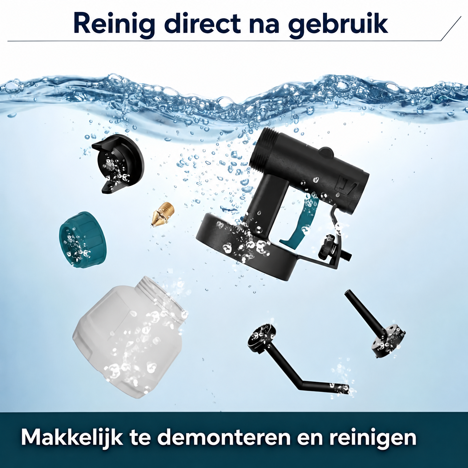 Draadloos verfspuitpistool met 2 accu’s, geschikt voor doe-het-zelfprojecten zoals het schilderen van huizen, meubels en afsluitingen.