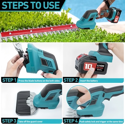 2-in-1 Cordless Hedge Trimmer & Grass Shears with 2 Batteries – Lightweight, Compact & Perfect for Garden and Lawn Care