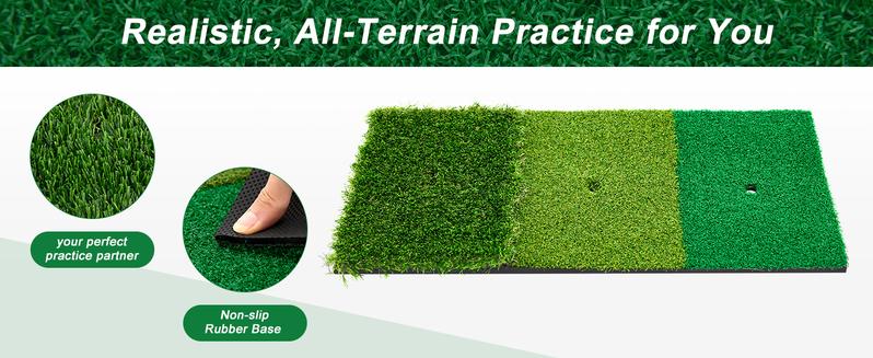 【Christmas Gift】Golf Net, 10 * 7 Ft Golf Practice Hitting Net with Tri-Turf Mat, Carring Bag, Outdoor Multi-Target Training Aid for Garage Backyard Driving with Balls, Ideal Gifts for Men