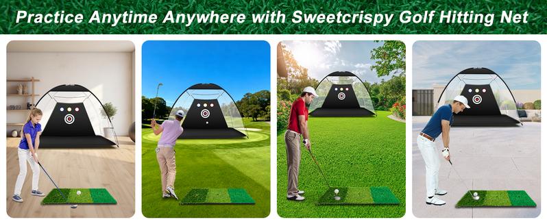 【Christmas Gift】Golf Net, 10 * 7 Ft Golf Practice Hitting Net with Tri-Turf Mat, Carring Bag, Outdoor Multi-Target Training Aid for Garage Backyard Driving with Balls, Ideal Gifts for Men