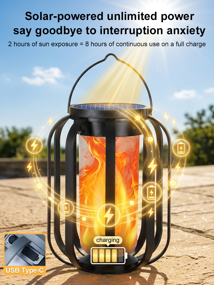 ✨【No Wiring or Tools Needed】3-in-1 Solar Flame Light | Ground, Hanging & Tripod Outdoor Lamp All-in-One✨