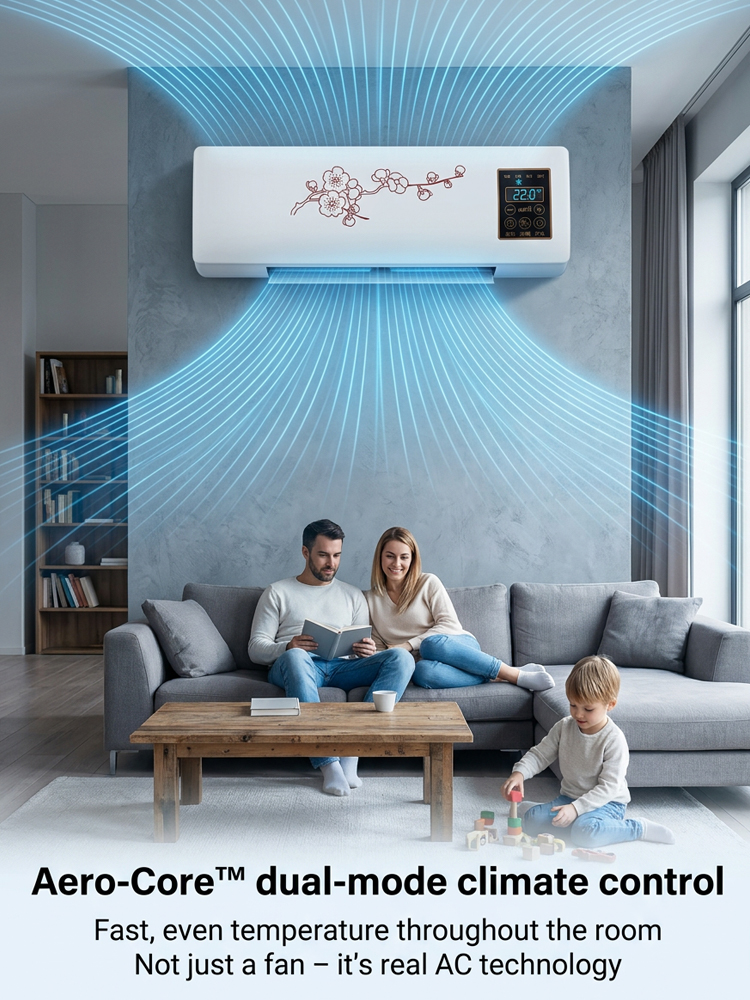 ❄️【German Aerospace Tech】Smart Wall-Mounted AC + Heater | Cools in 5 Secs, Zero Installation🔥