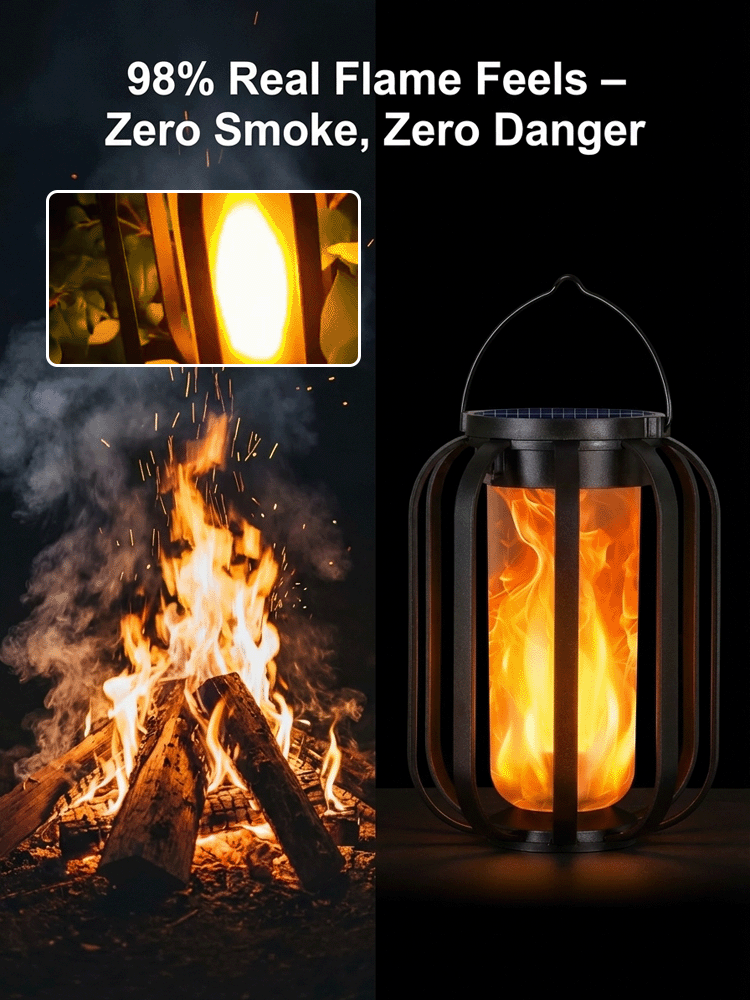 ✨【No Wiring or Tools Needed】3-in-1 Solar Flame Light | Ground, Hanging & Tripod Outdoor Lamp All-in-One✨