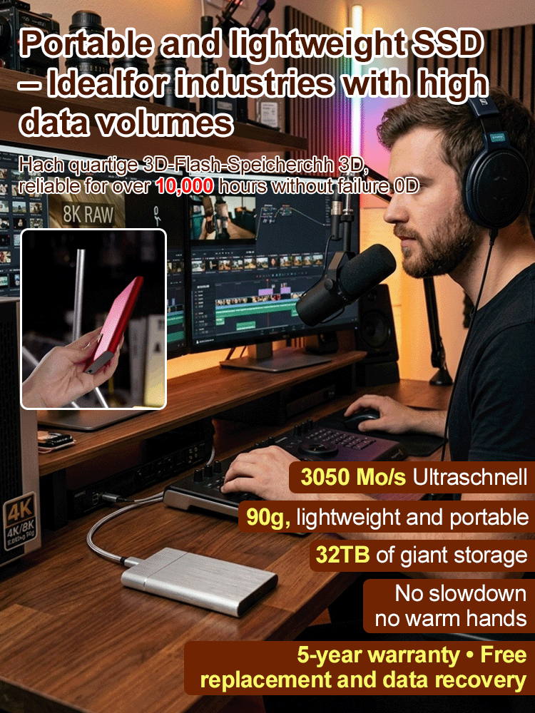 🌟【Export Clearance】Rugged 16TB Portable SSD | 1000MB/s NVMe Type-C Drivefor Mac, PC & iPhone🌟