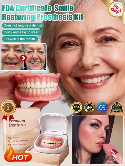 [Free Portable Storage Box Included] Full Coverage Dentures