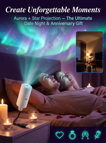Portable Starry Night Projector 💫 Plug-and-Play Galaxy Light | 360° Bendable