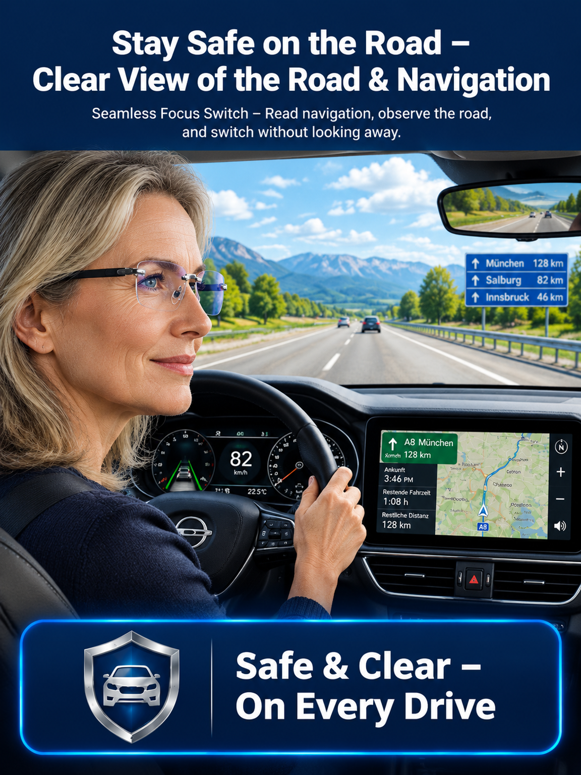 0.01s Auto-Focus Progressive Glasses +1.00~+7.00D Stepless for Reading & Driving