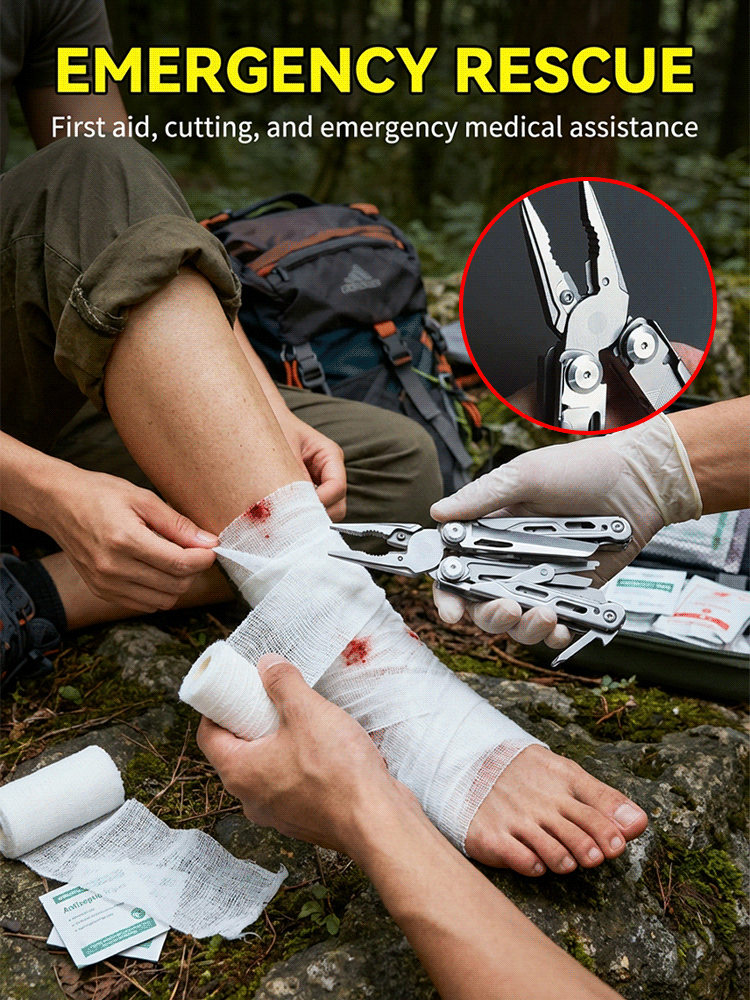 【Tired of fragile tools? 🛠️ 19-in-1 Tactical Multi-Tool forged from German Tungsten-Carbide steel, featuring 50% higherstructural density. Its professional-grade edge retention stays razor-sharp for years!】