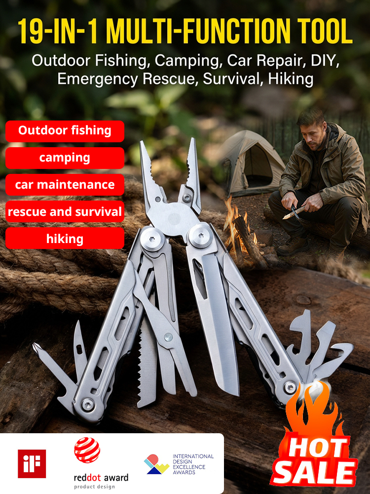 【Tired of fragile tools? 🛠️ 19-in-1 Tactical Multi-Tool forged from German Tungsten-Carbide steel, featuring 50% higherstructural density. Its professional-grade edge retention stays razor-sharp for years!】