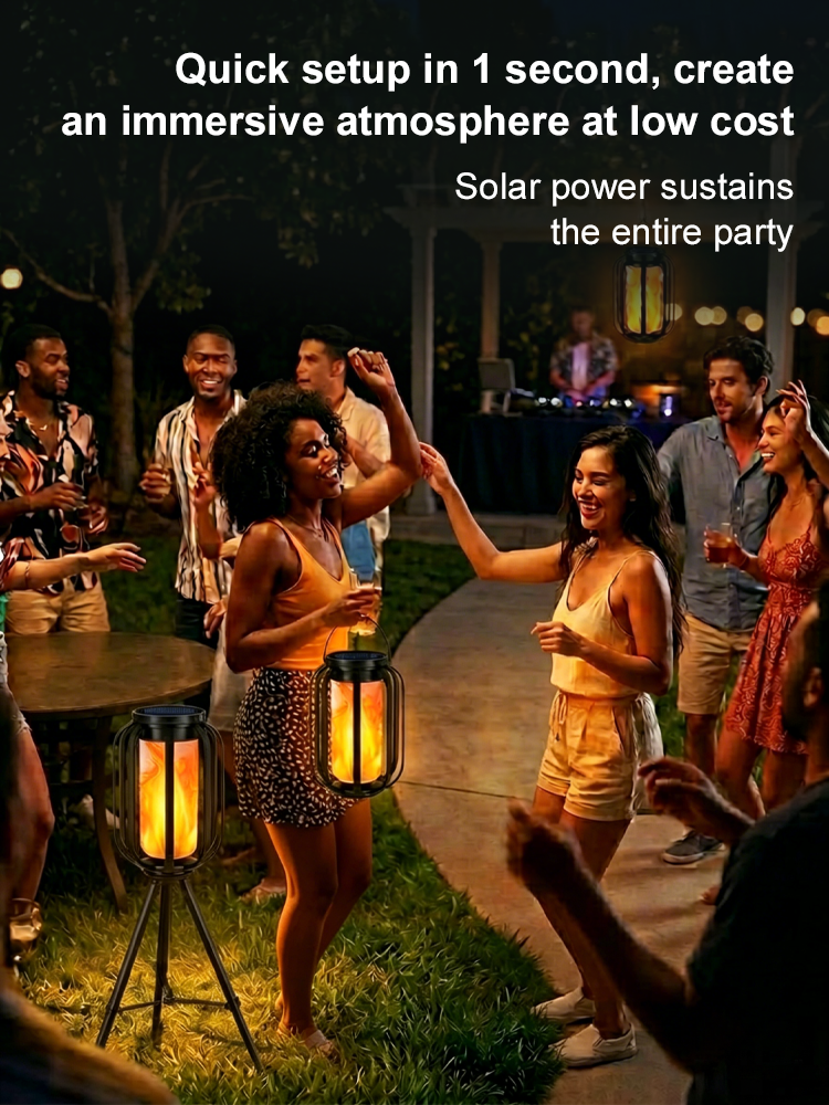✨【No Wiring or Tools Needed】3-in-1 Solar Flame Light | Ground, Hanging & Tripod Outdoor Lamp All-in-One✨