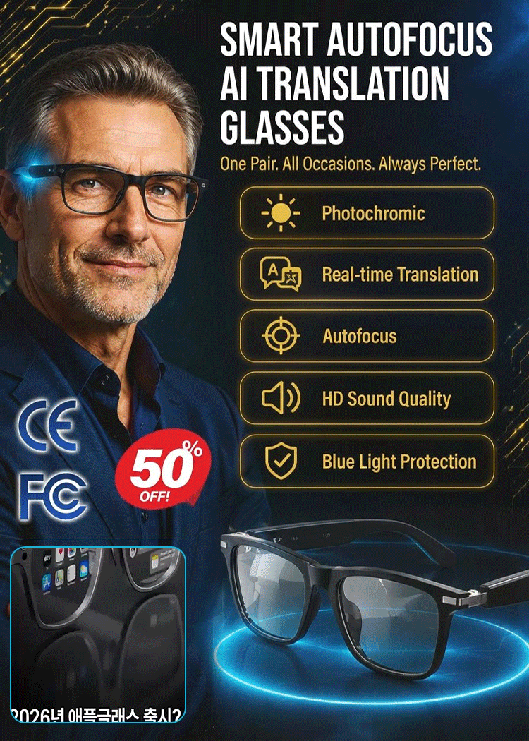 Ultimate Smart AI Glasses | 4K Camera, Real-Time Translation & Auto-Focus