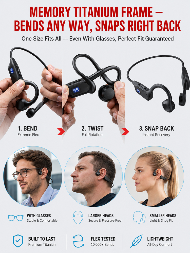 Pain-Free Bone Conduction Headphones 🎧 No Ear Buds! Medical-Grade Quality and Trusted by 100K+ Active Users.