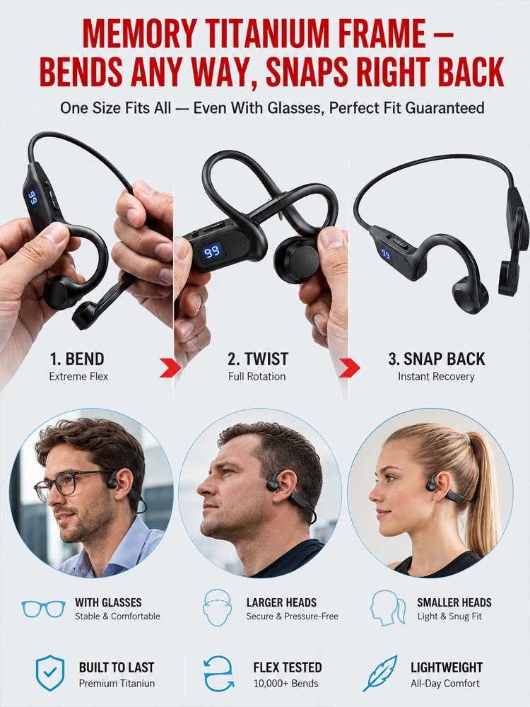 Pain-Free Bone Conduction Headphones 🎧 No Ear Buds! Medical-Grade Quality and Trusted by 100K+ Active Users.
