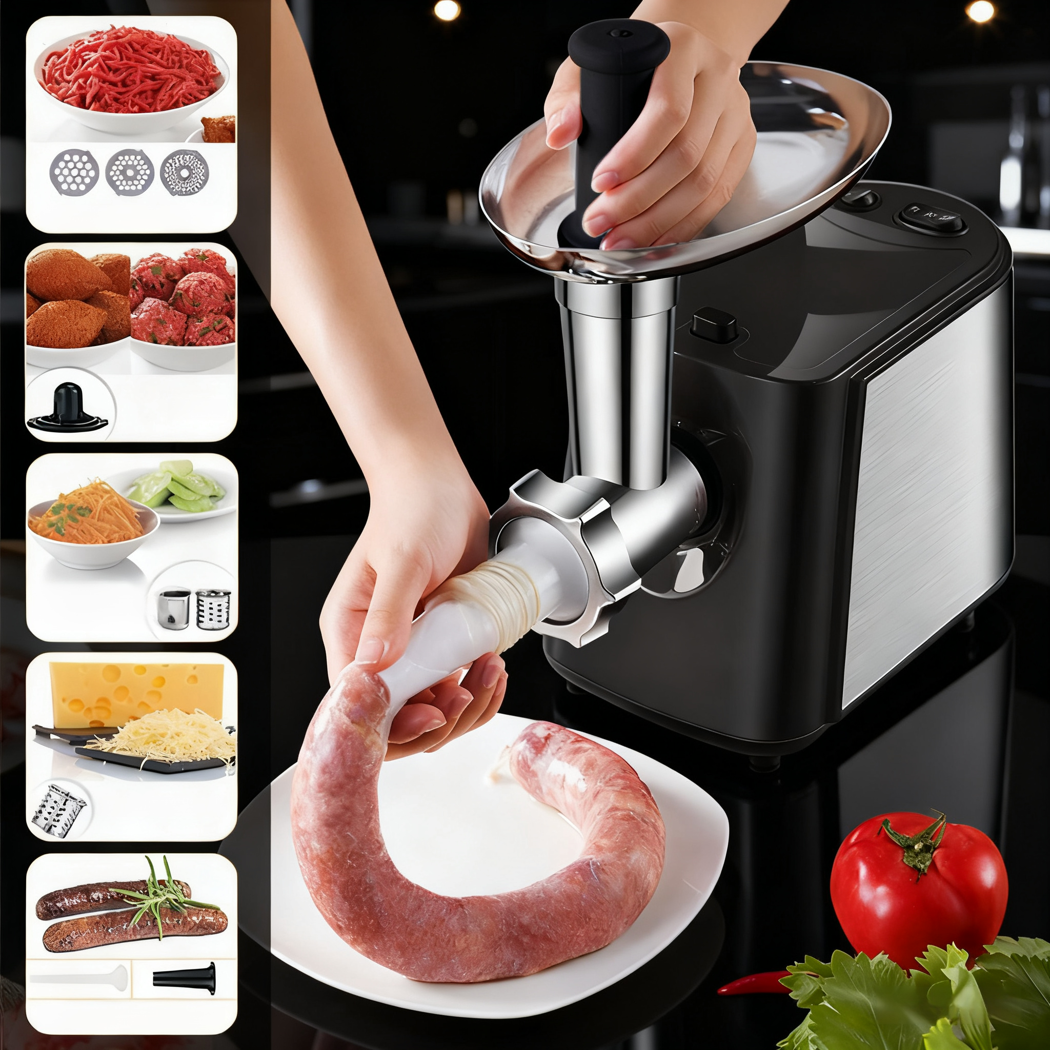 Elektrische Wurstfüllmaschine aus Edelstahl für den Hausgebrauch, vollautomatisch