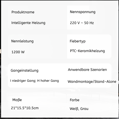 Leiser, bohrlos montierbarer PTC-Keramik-Heizlüfter für die Wand