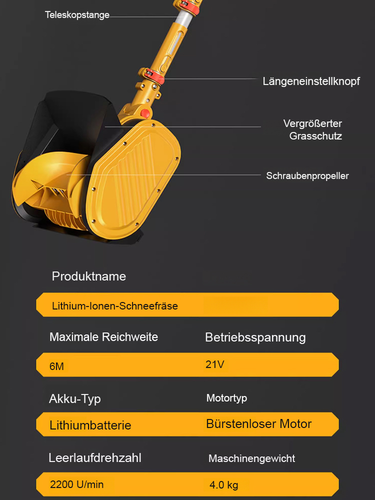 【❄️100 m² Schnee weg in nur 3 Minuten!】21V Lithium-Akku Dreifach-Faltbare Abnehmbare und Verbindbare Schneefräse
