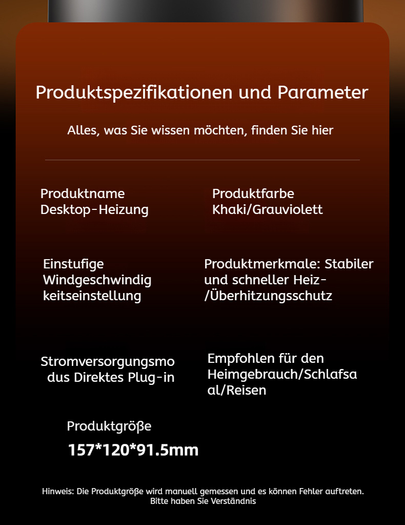 Mini Heizlüfter mit einfachem Bedienfeld