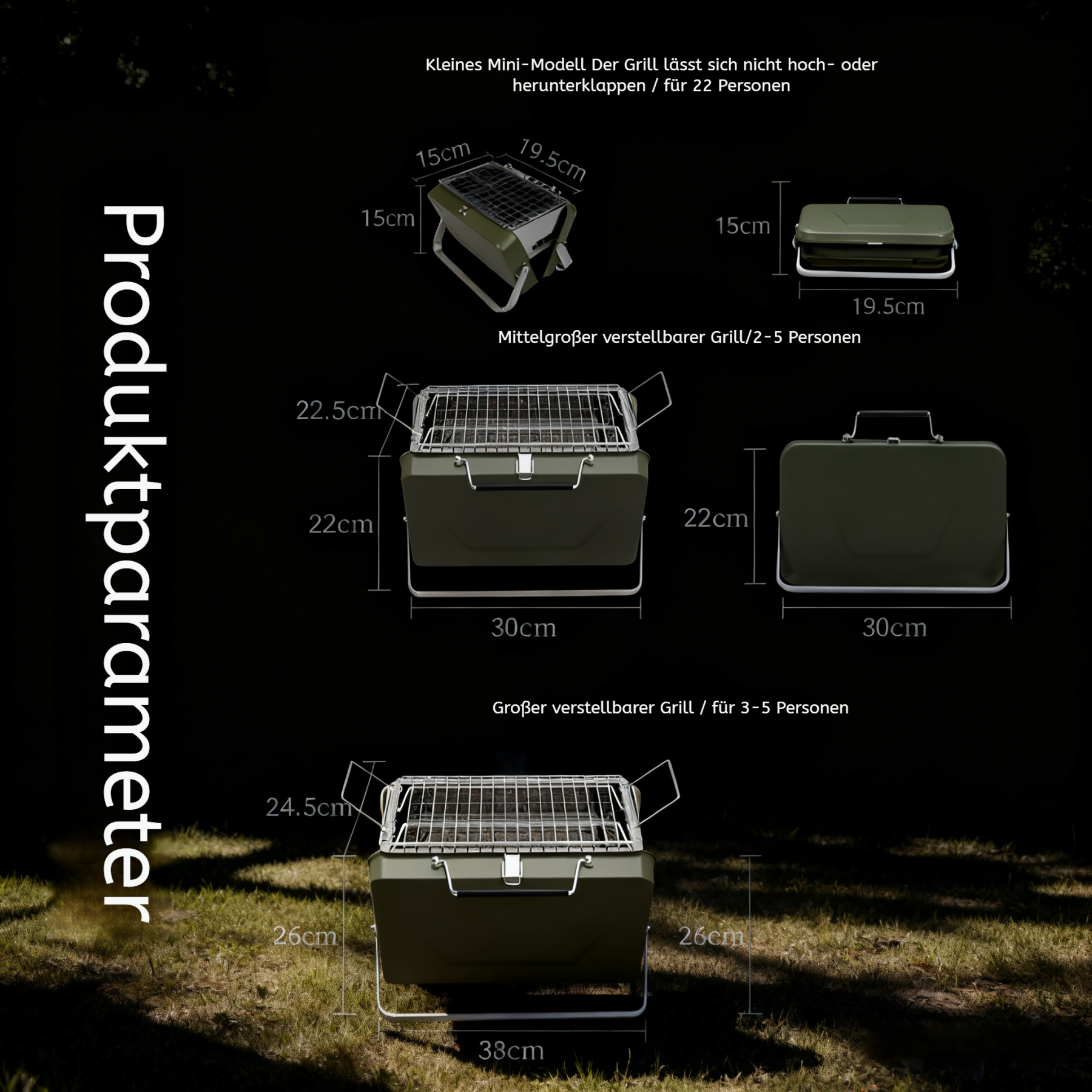 Mobiler zusammenklappbarer Grillrost für den Hausgebrauch