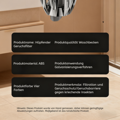 Waschbecken Abflussventil mit Pop-up-Funktion, Geruchsfilter und Zubehör