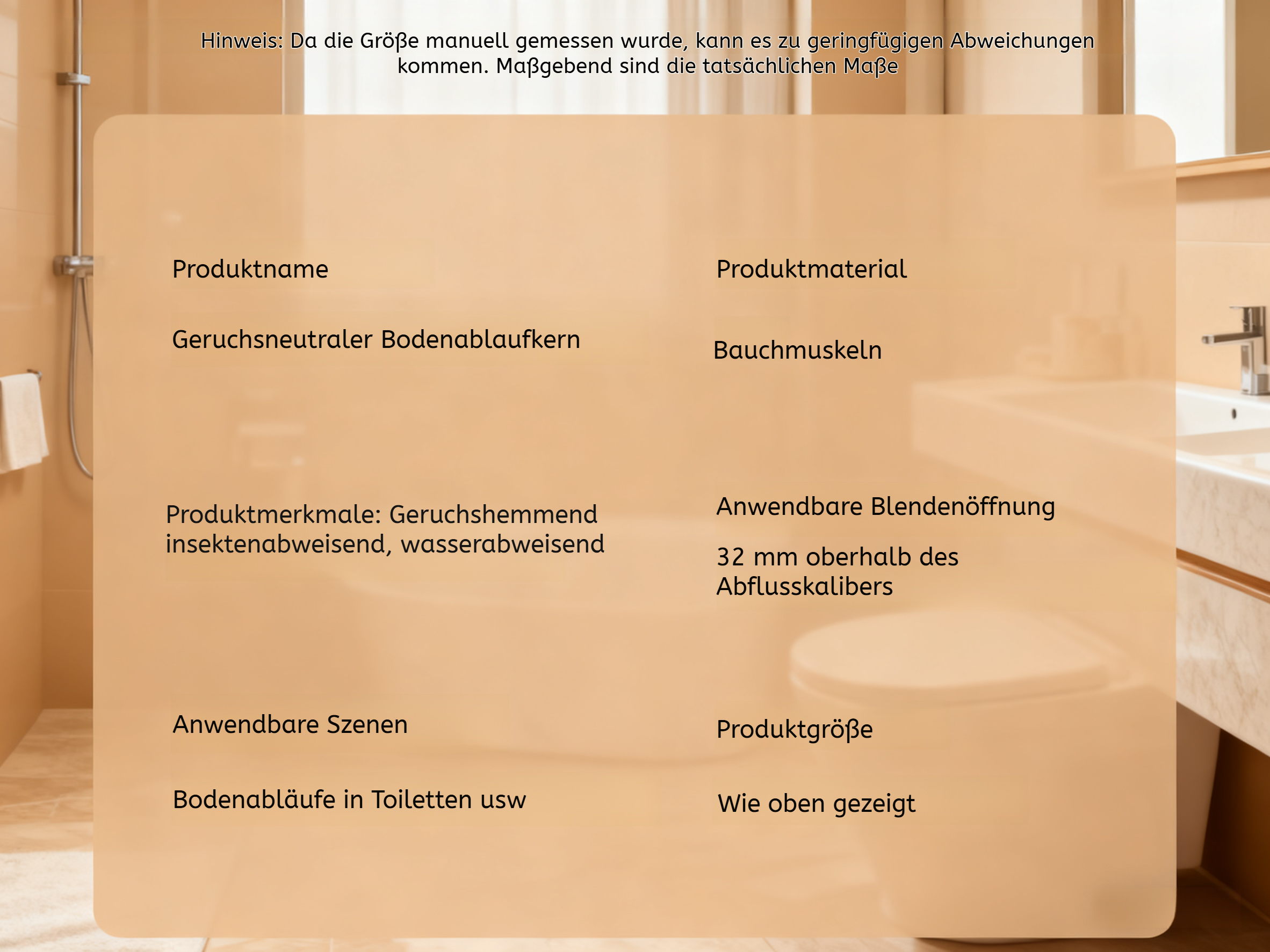 Bodenablauf Einsatz zur Geruchsvermeidung