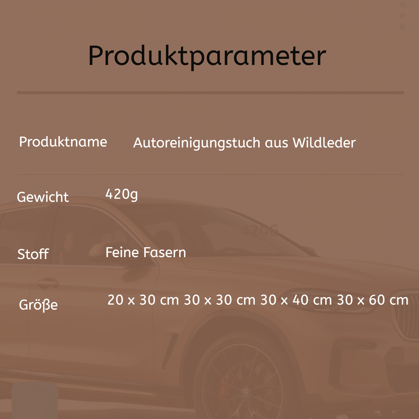Detailaufnahme Mikrofaser Wildleder Autowaschtuch