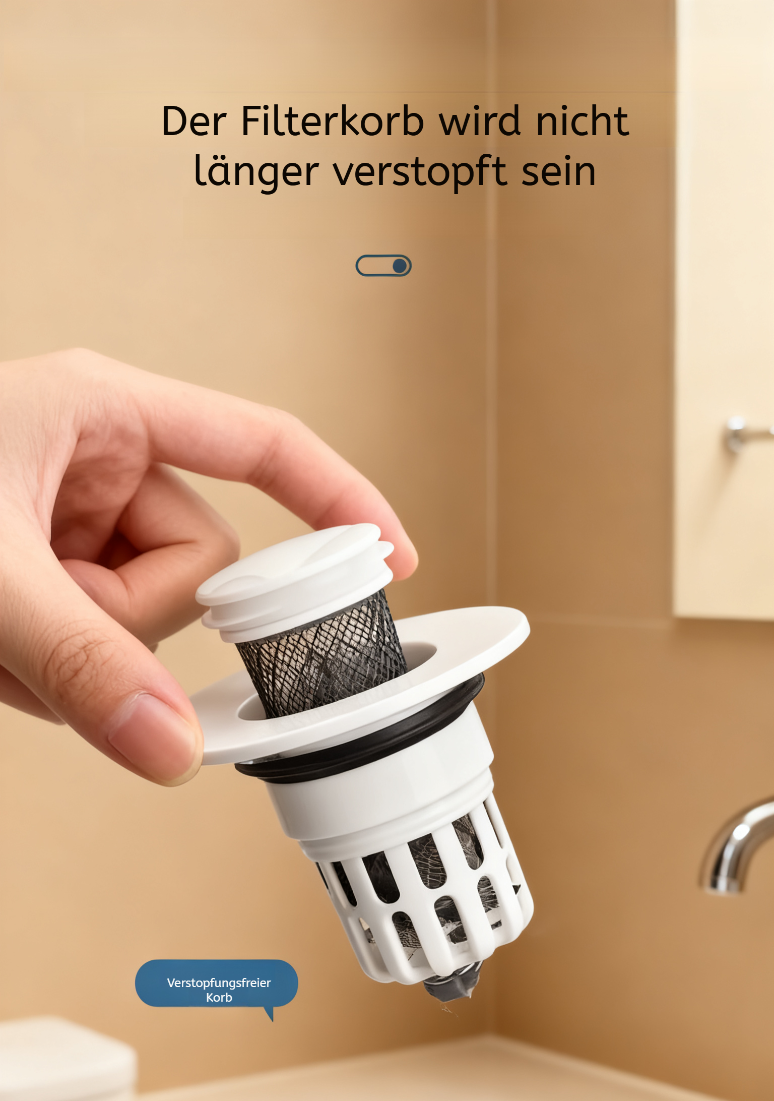 Pop-up-Ventil für Waschbecken mit integriertem Geruchsfilter