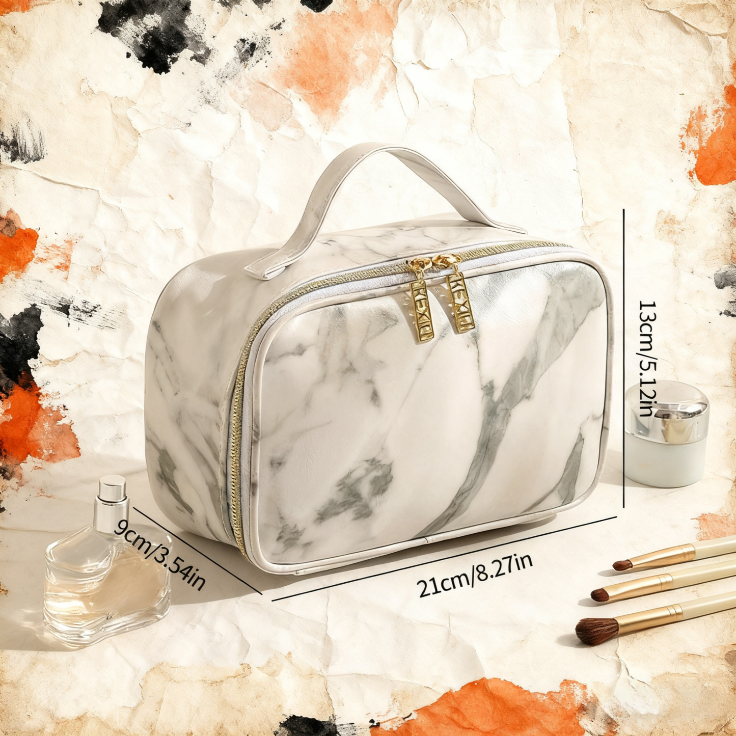  Large Capacity Marble Pattern Travel Cosmetic Bag