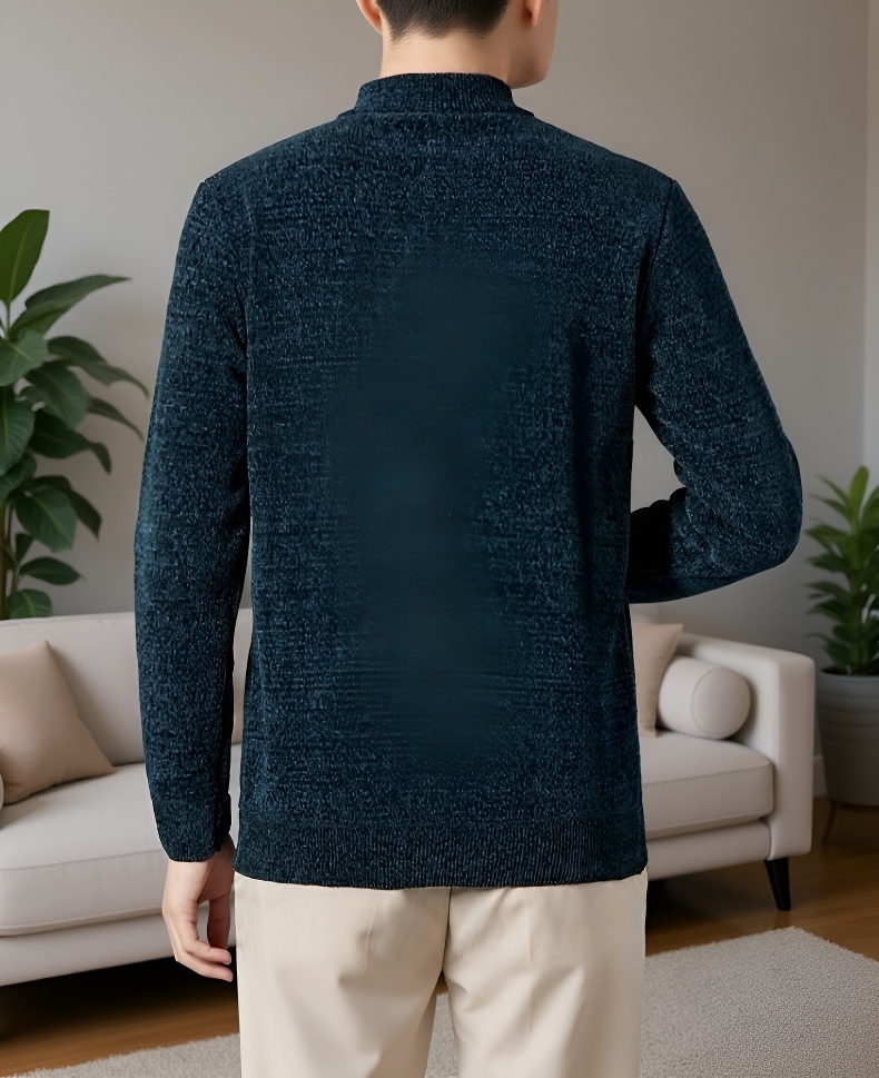 Egyszínű chenille állógalléros felső